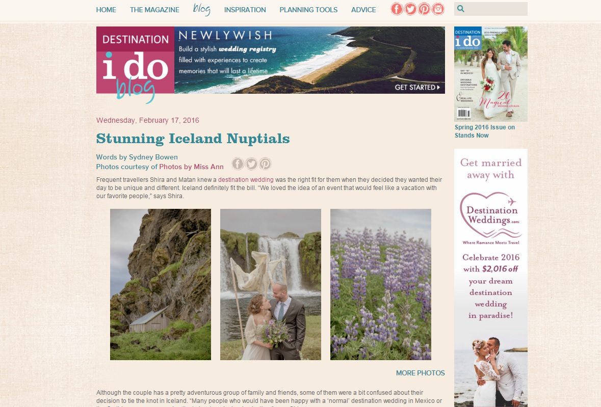 Iceland Adventure Wedding Featured on Destination I Do